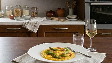Risotto alla carbonara con asparagi