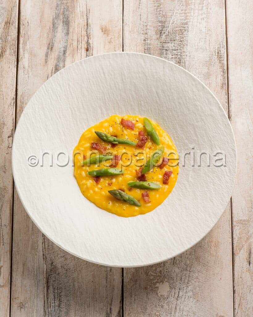 Risotto alla carbonara con asparagi