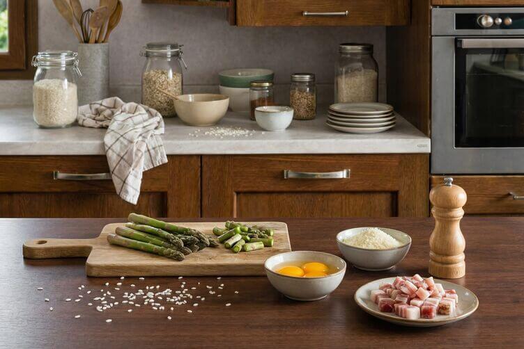Risotto alla carbonara con asparagi ingredienti
