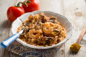 Risotto ai frutti di mare e curry Risotto ai frutti di mare e curry