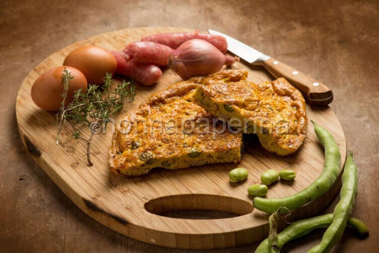 Frittata al forno con fave e salsiccia