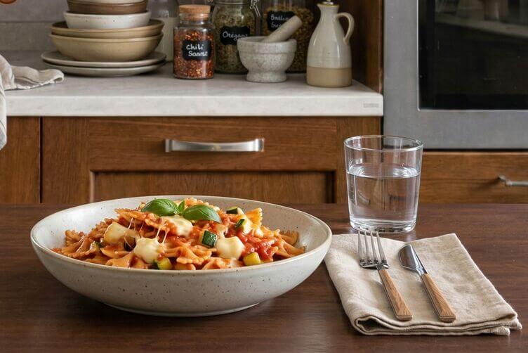 Farfalle con pomodoro e scamorza