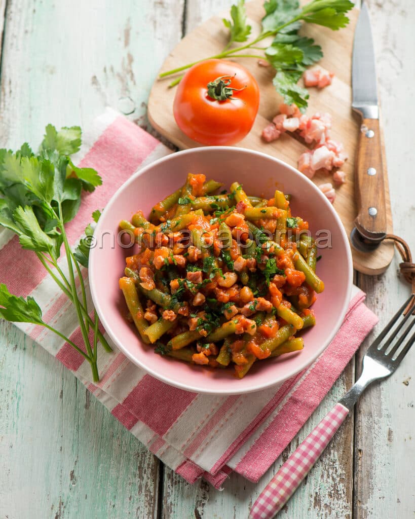 Fagiolini con pancetta