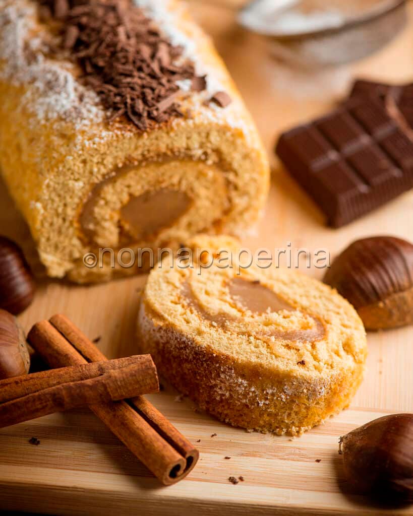 Arrotolato di confettura di castagne