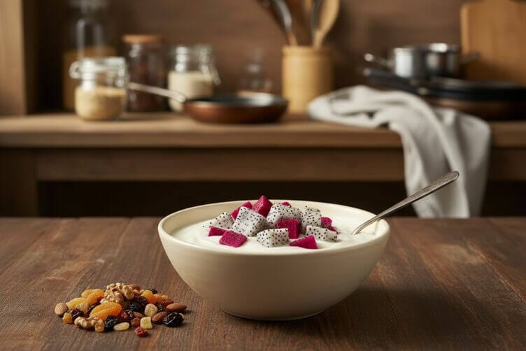 frutto del drago e yogurt a colazione