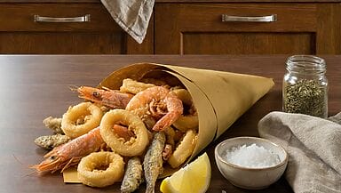 Fritto misto servito in cono di carta o frittura da passeggio