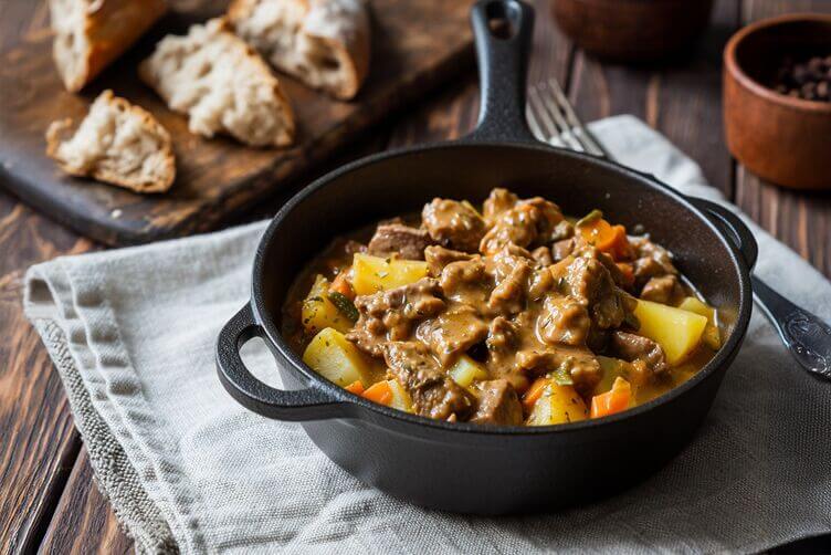 spezzatino con patate in pentola