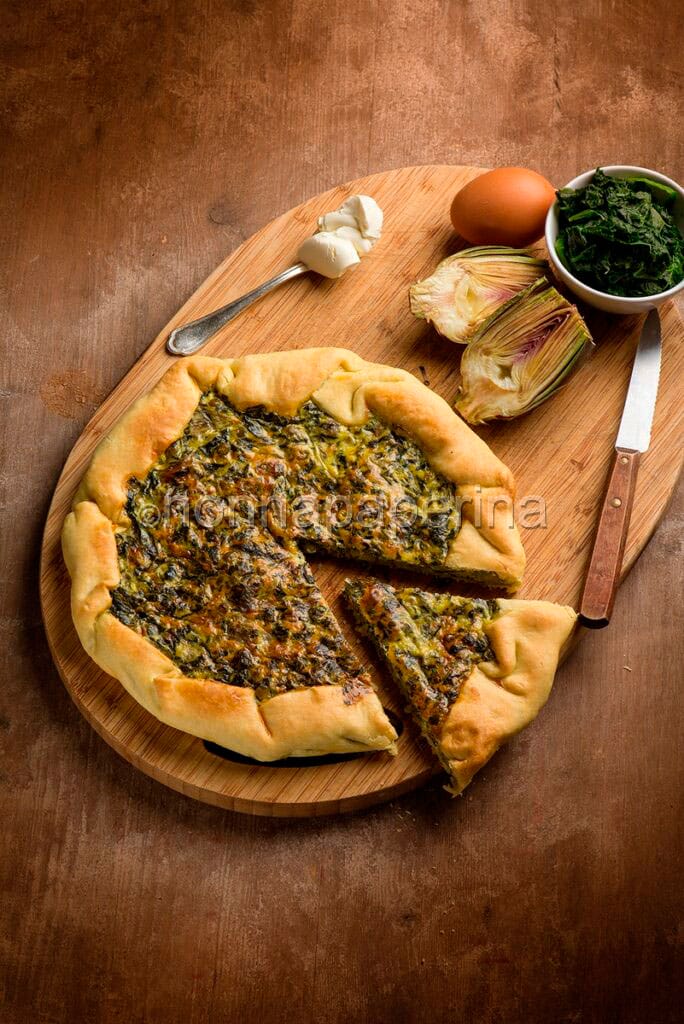 Torta salata carciofi e piselli