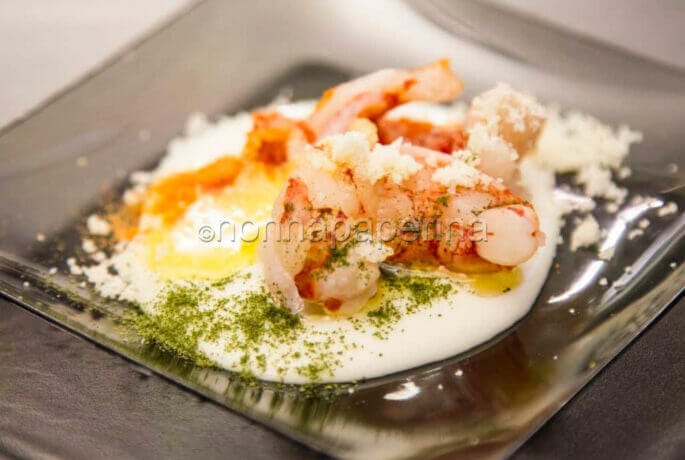 gamberi in crema di mozzarella