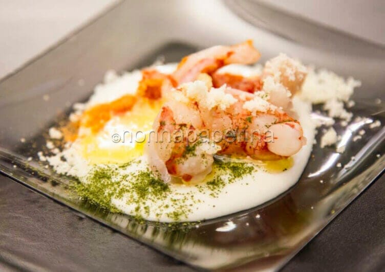 gamberi in crema di mozzarella