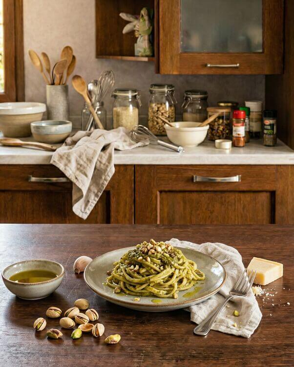 pasta con pesto di pistacchi pasta con pesto di pistacchi
