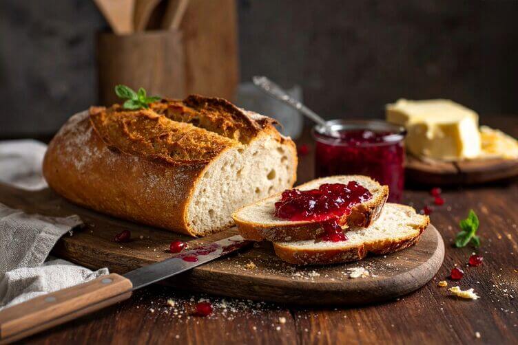pane burro e confettura di melagrana