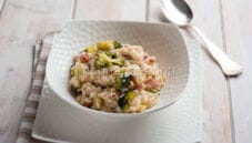 Risotto con broccoli e pancetta , un connubio gustoso