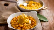 Sautè di baccalà con ceci, latte di cocco e zafferano