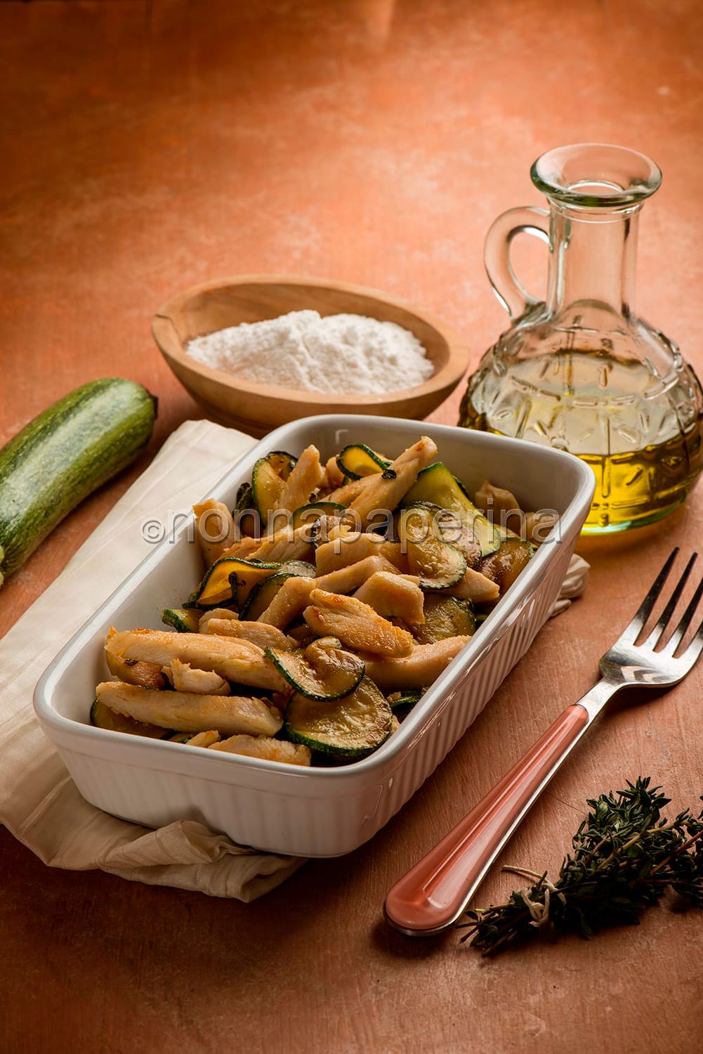 Straccetti di pollo con zucchine