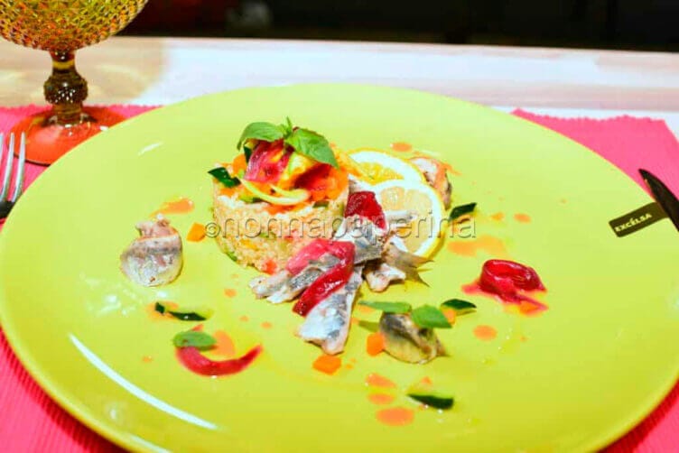 Timballo di boulgur e quinoa con verdurine e sarde Timballo di boulgur e quinoa con verdurine e sarde