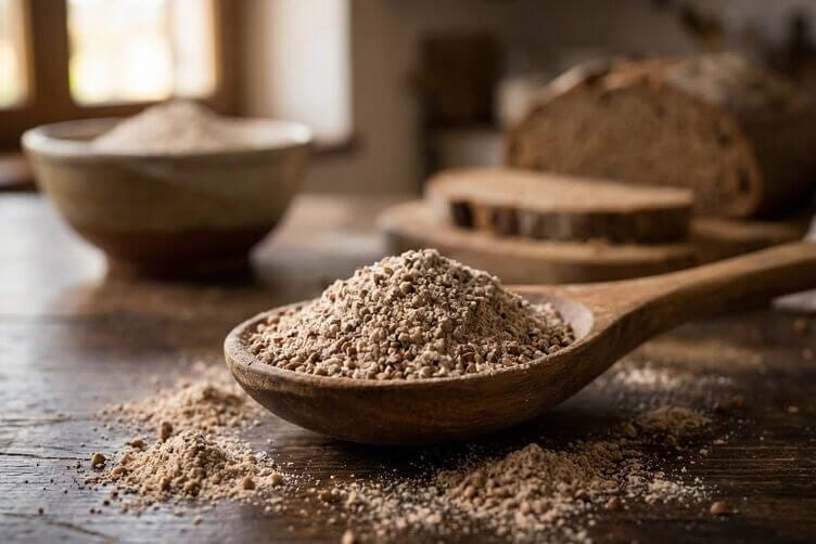cucchiaio con farina di grano saraceno