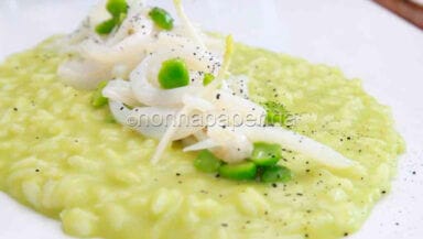 Risotto al verde con calamari