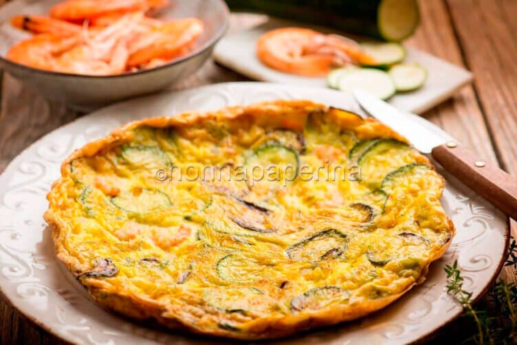 Delicata Frittata al forno con zucchine e gamberi Frittata al forno con zucchine e gamberi