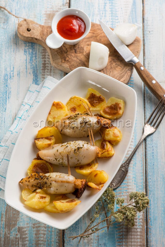 Calamari al forno con patate
