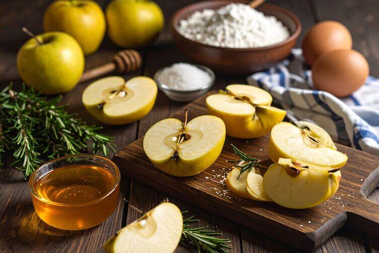 Frittelle alle mele con miele profumato al rosmarino ingredienti Frittelle alle mele con miele profumato al rosmarino