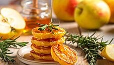 Frittelle alle mele con miele profumato al rosmarino