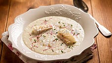 Baccalà cotto e crudo su crema di patate dolci