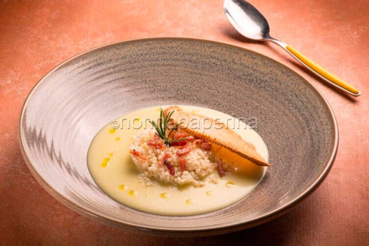 Minestra di patate, miglio e pancetta