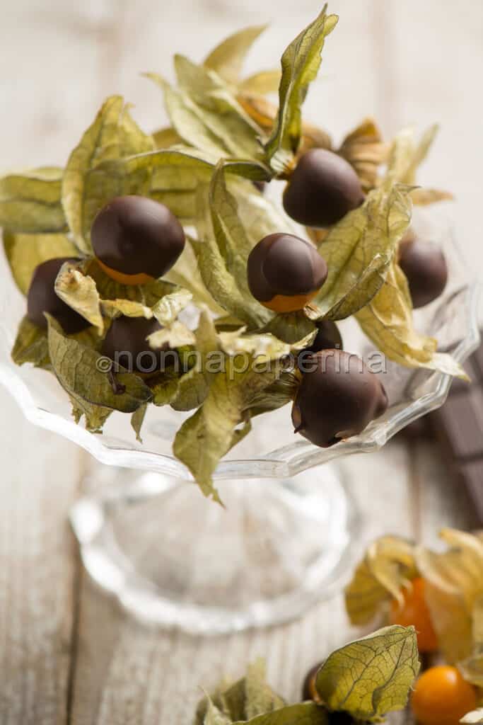 Alchechengi al cioccolato fondente