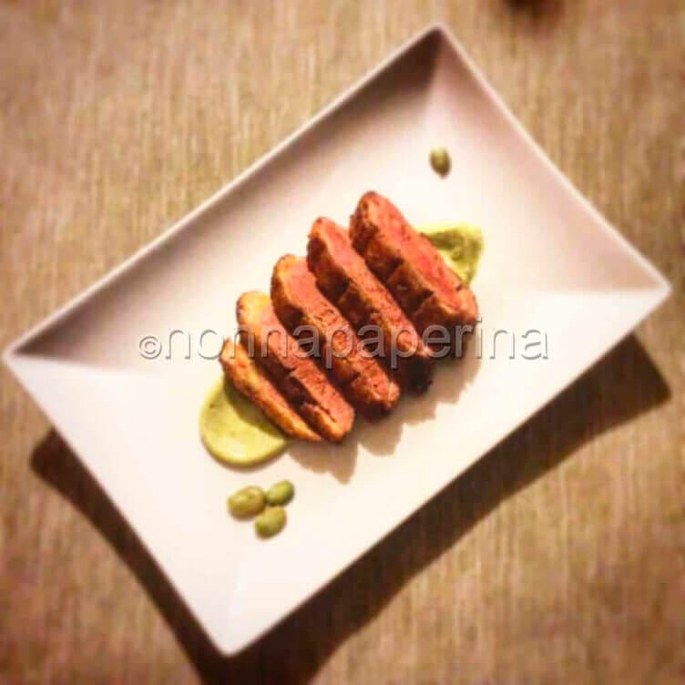 Petto d’anatra su crema di fave: piatto a 5 stelle! Petto di anatra su crema di fave