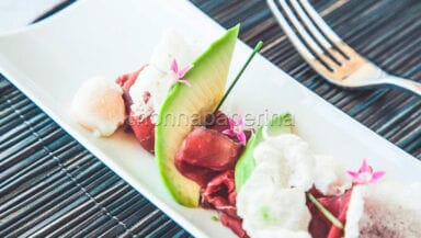 Carpaccio celtico con uova di quaglia