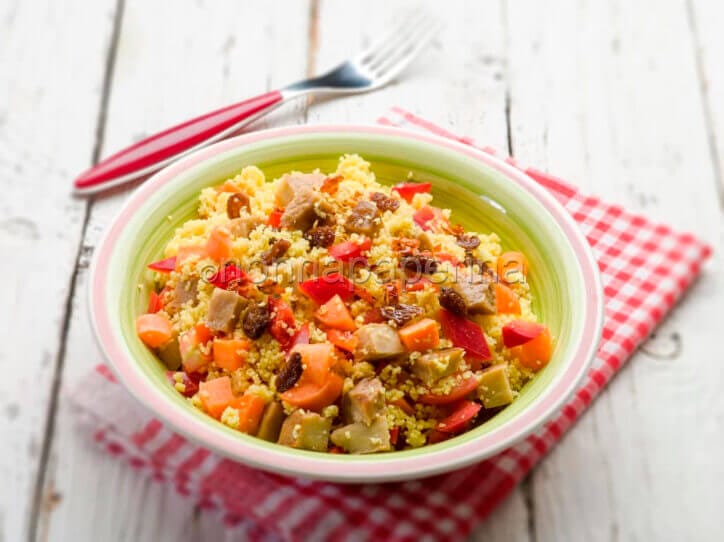 Cous cous con spezzatino di seitan e verdure