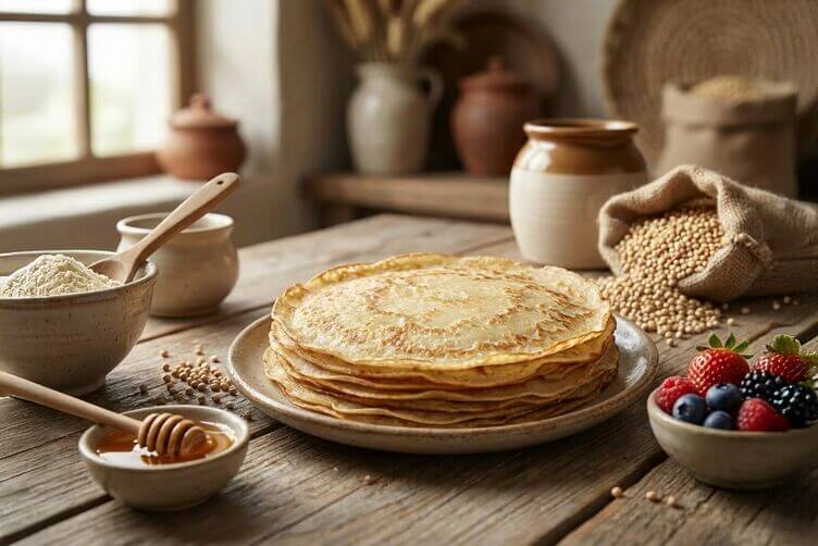 Crepes con farina di sorgo senza glutine per colazione