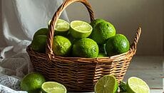 Cestino di vimini con lime freschi