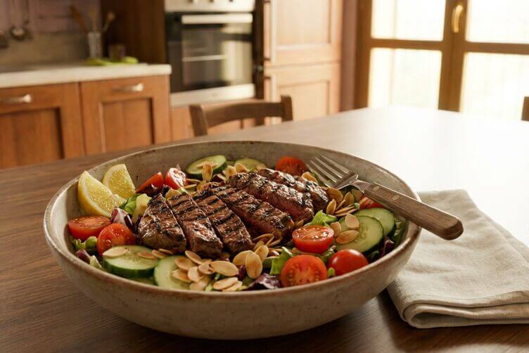 Beef salad bowl senza glutine con manzo e verdure