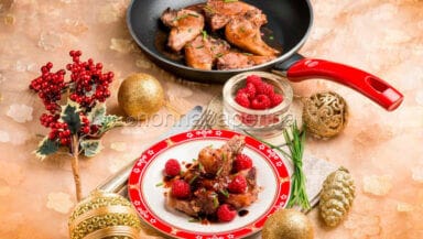 costolette di agnello in salsa di lamponi e aceto balsamico