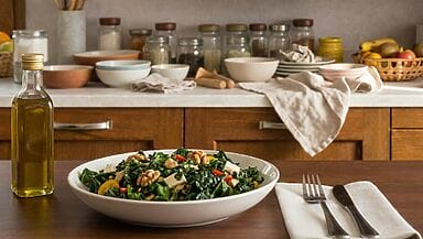 insalata di cavolo nero e noci e cibi anti age