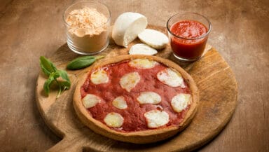 Pizza margherita con farina di lenticchie