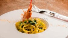 Strangozzi al limone, gamberi e zucchine Strangozzi al limone, gamberi e zucchine