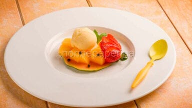 Tartelletta di papaya con gelee di mango