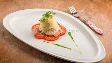 Tortino di melanzane e gamberi