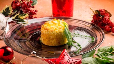 Timballo di riso con zucca e guanciale