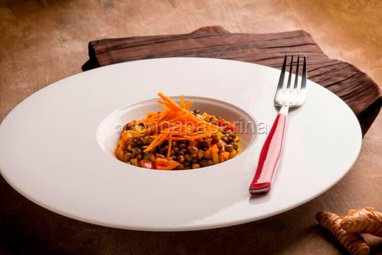 lenticchie verdi mignon in guazzetto con curcuma