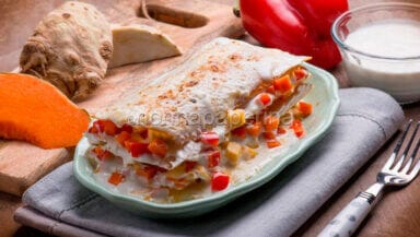 Lasagne di farina di lenticchie con dadolada di verdure