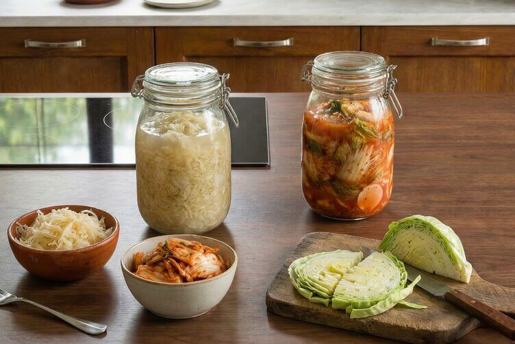 cavolo fermentato e kimchi cavolo fermentato e kimchi