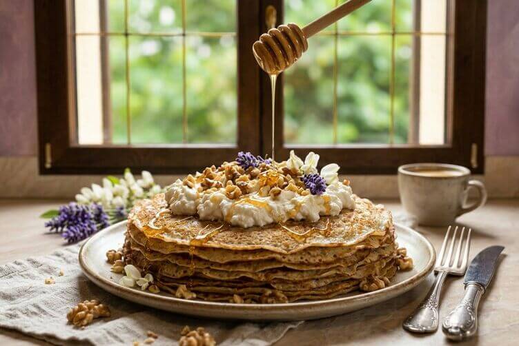 Crepes con ricotta e miele Crepes con ricotta e miele