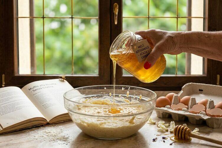 Preparazione dolce con miele di acacia e lavanda