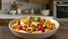 Mezzi paccheri con zucchine e pomodorini