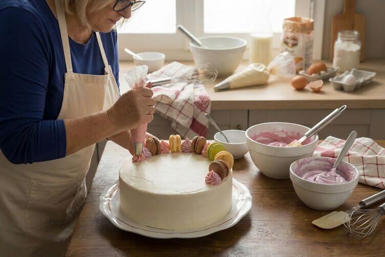 torta di compleanno con macaron
