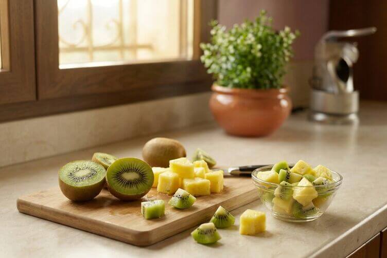 Kiwi e ananas pronti per la merenda